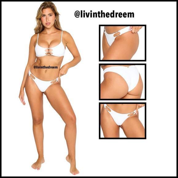 Beach Bunny Evie Skimpy Bottom - White SZ L $158 - Picture 1 of 14